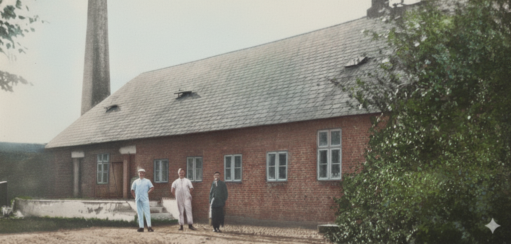 Mollerup mejeri ca. 1915 (AI farvelagt)